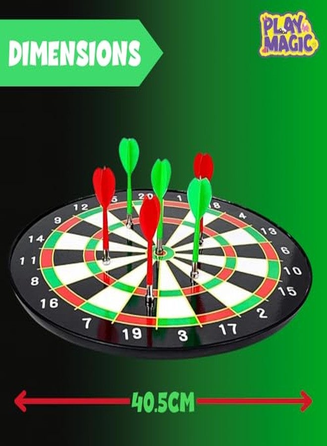 PlayMagic Magnetic Dart Board Set - 13 Inch Board with 6 Magnetic Darts | Safe Indoor & Outdoor Dart Game for Kids, Boys & Girls | Fun Family Activity Game Toy for All Ages - Image 3